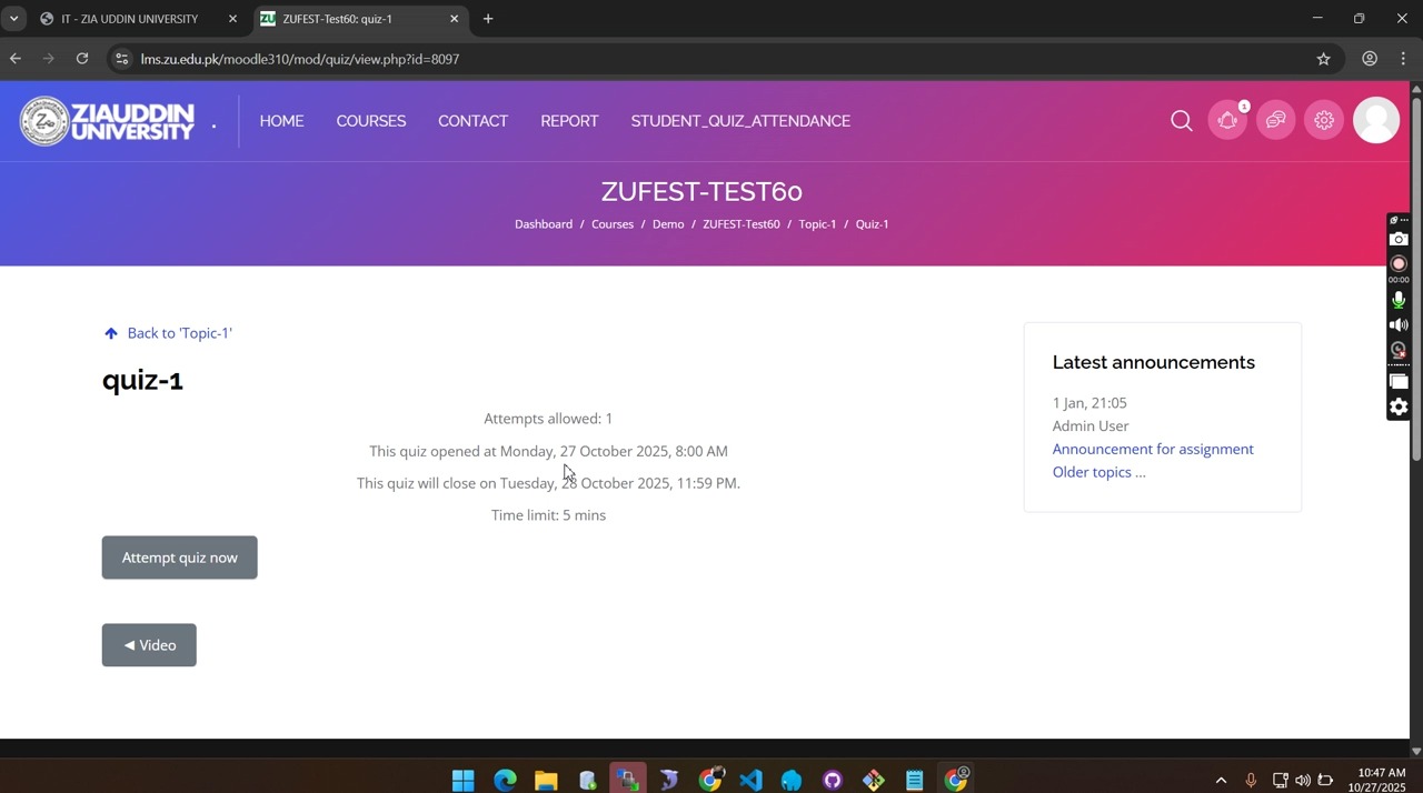 LMS Quiz Attempt frame 10