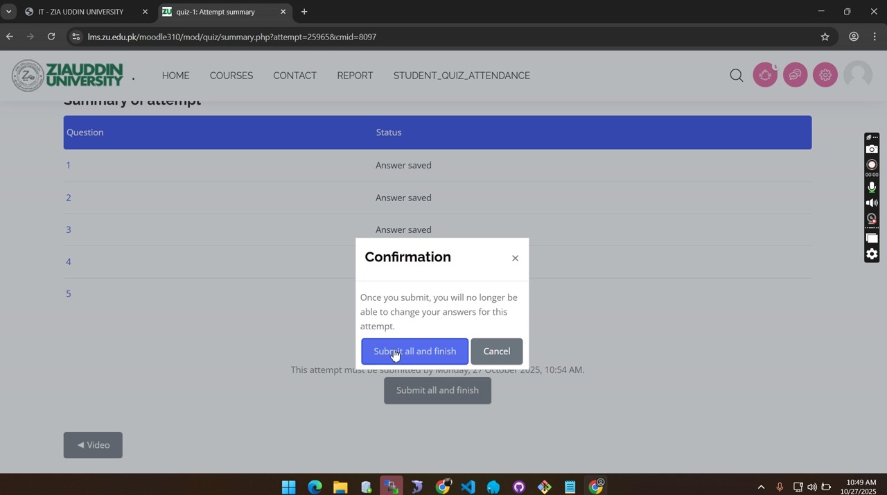 LMS Quiz Attempt frame 2