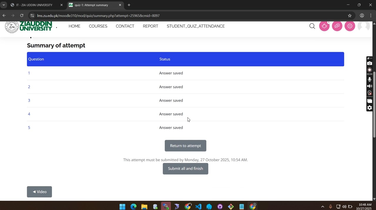 LMS Quiz Attempt frame 4