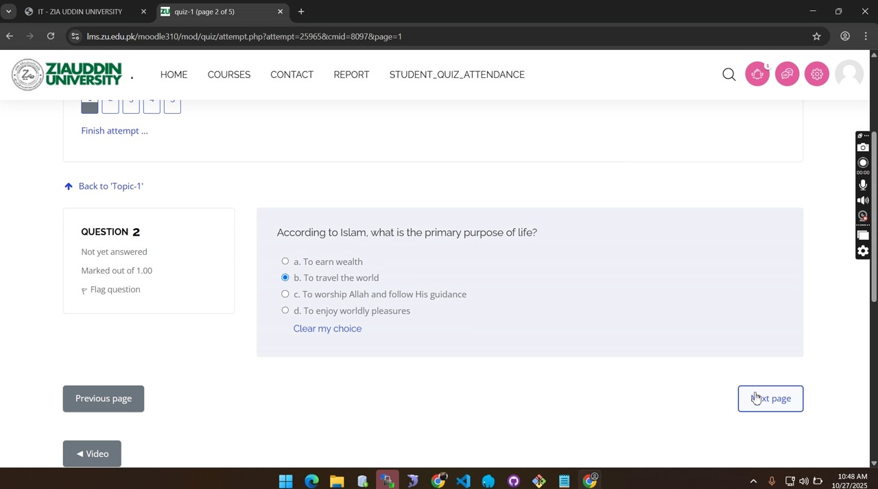 LMS Quiz Attempt frame 6