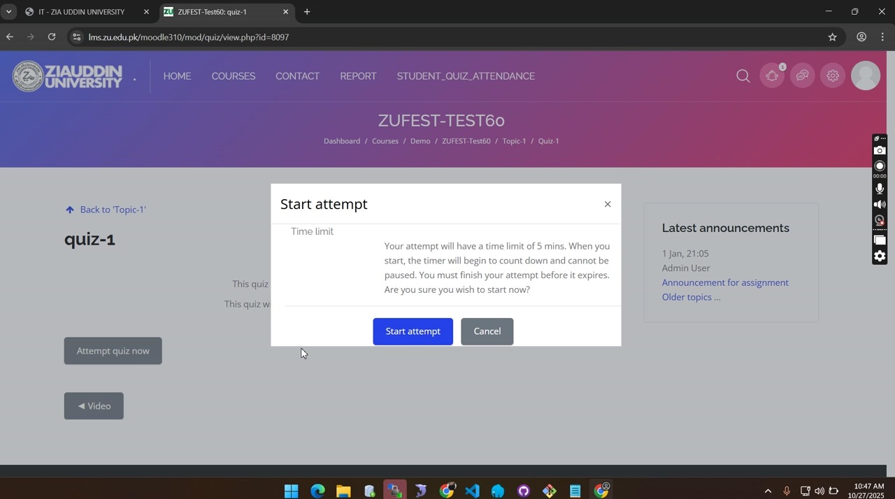 LMS Quiz Attempt frame 9